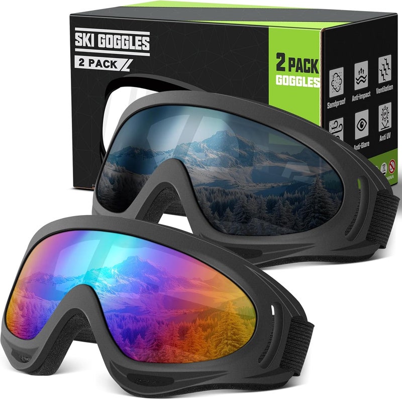 OXG Store 2 Pack Snowboard Ski Goggles, UV Protection Winter Snow Sports Goggles for Kids Teens Adult - Image 1